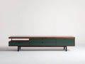 Credenza da sala da pranzo 190×45×62 cm - noce e verde - in legno con vano aperto