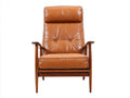 Poltrona reclinabile 72×82×105 cm - marrone e legno - rivestimento effetto pelle con schienale alto stile rétro