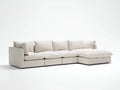 Divano angolare da soggiorno 312×190×78 cm - tessuto beige chiaro - stile modulare con chaise longue