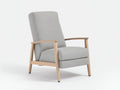 Poltrona reclinabile 76×84×102 cm - grigio chiaro e legno naturale - tessuto con struttura a vista dal design moderno