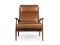 Poltrona reclinabile 74×84×101 cm - marrone e legno - seduta imbottita effetto pelle dal design mid-century