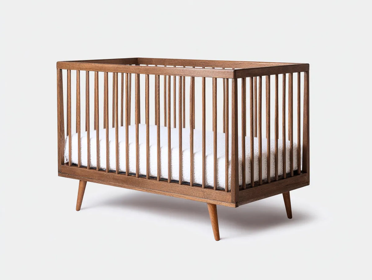 Culla in legno 125×68×92 cm - marrone - struttura a sbarre per camera da letto