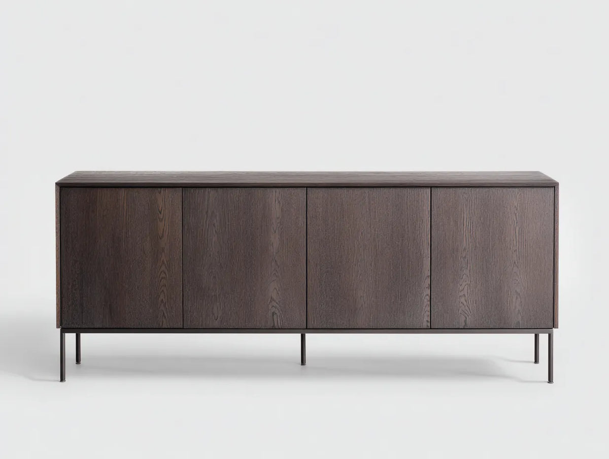 Credenza da sala da pranzo 198×46×80 cm - marrone scuro e nero - stile contemporaneo in legno