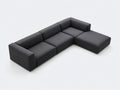 Divano modulare angolare in tessuto 300×200×72 cm - grigio scuro - con chaise longue per soggiorno