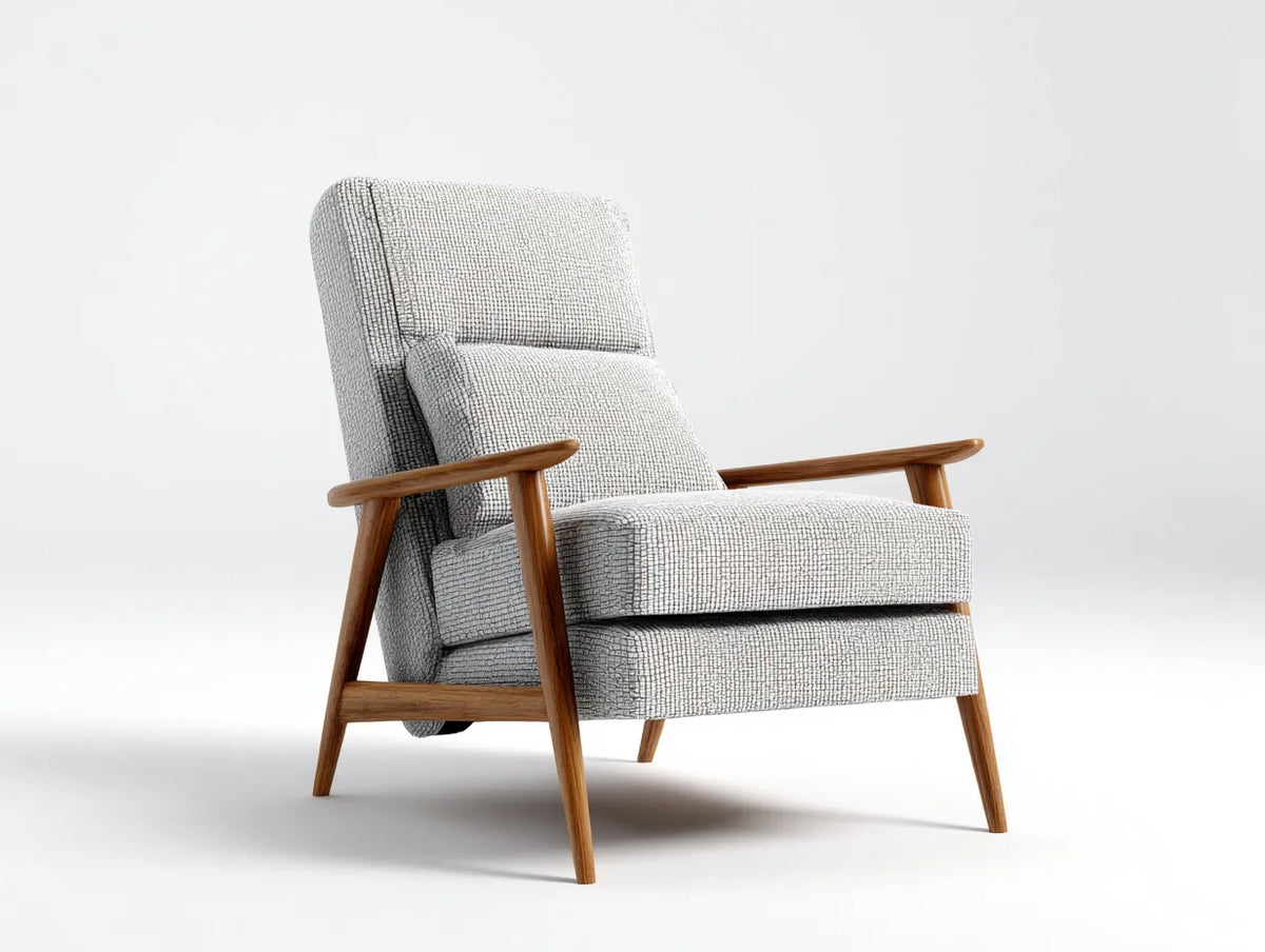 Poltrona reclinabile 78×86×101 cm - grigio chiaro e marrone - tessuto con telaio in legno e stile contemporaneo