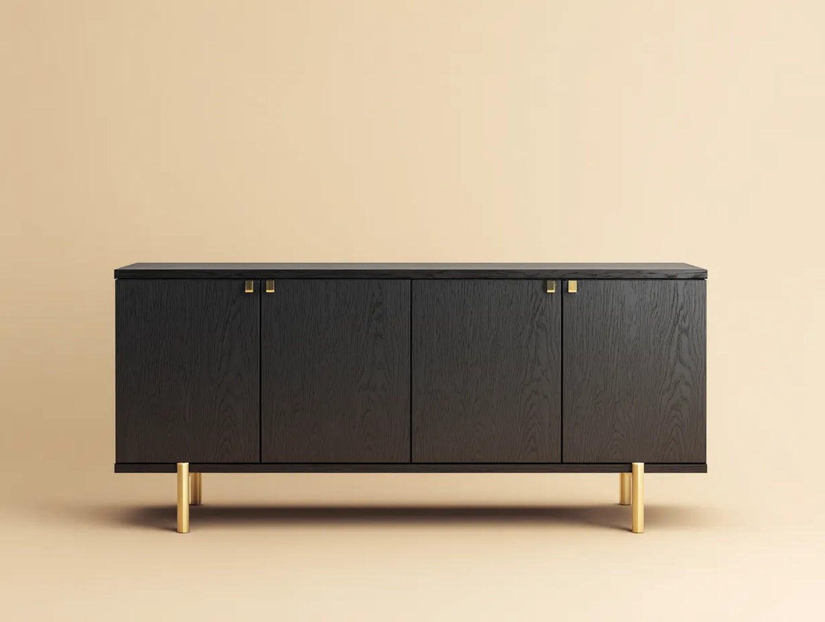 Credenza da sala da pranzo 180×45×80 cm - nero e oro - in legno stile elegante