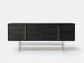Credenza 205×43×82 cm - nero e oro - struttura rialzata per sala da pranzo