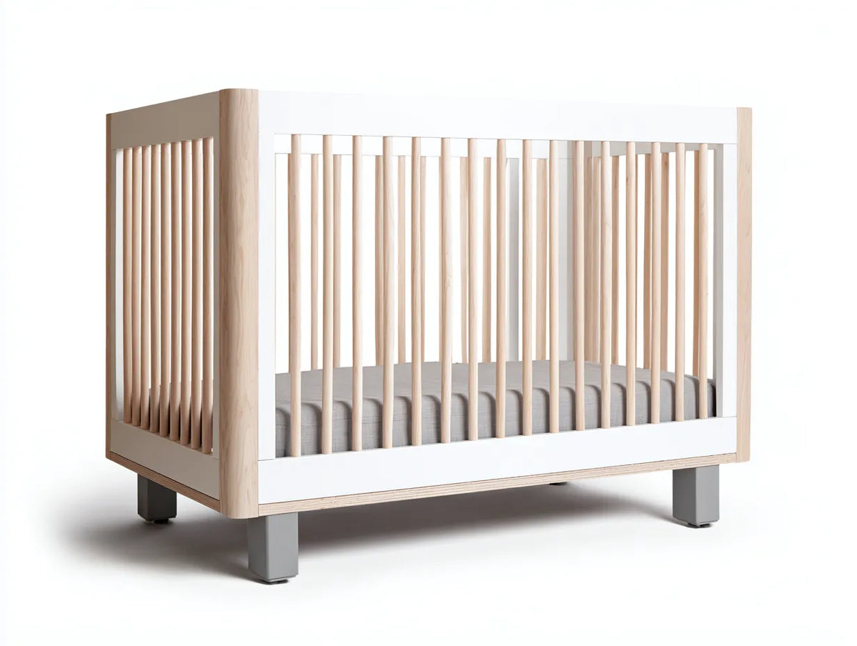 Culla in legno 126×69×91 cm - bianco e legno naturale - design contemporaneo per camera da letto