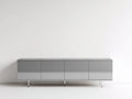 Credenza 220×45×74 cm - grigio chiaro e argento - finitura laccata con piano effetto pietra per sala da pranzo
