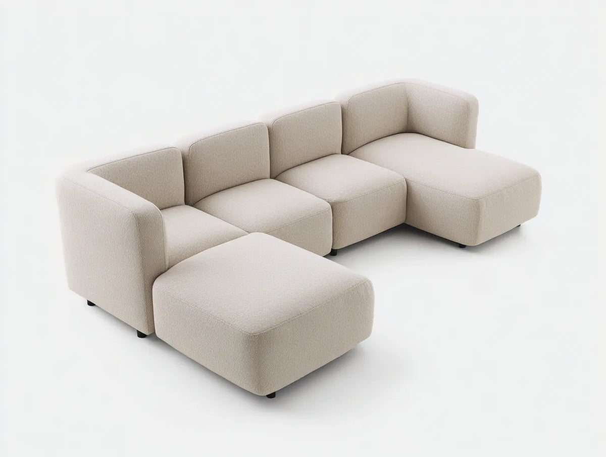 Divano modulare 315×245×70 cm - crema - configurazione aperta moderna